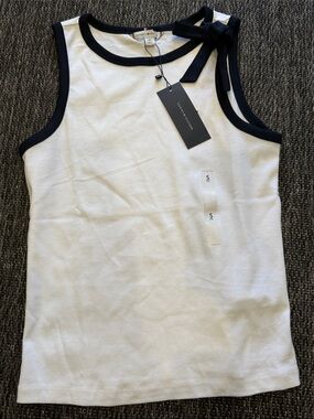 Tommy Hilfiger White Tank with Navy Trim and Shoulder Bow